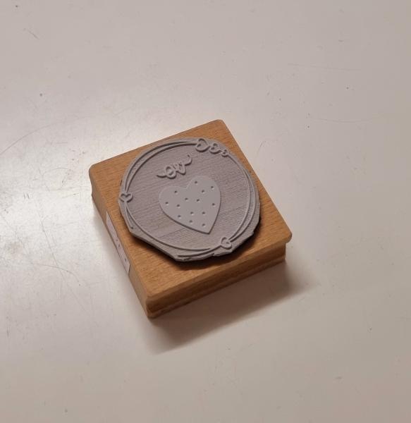 Holzstempel vo Härze mit Punktherz mit Rahmen